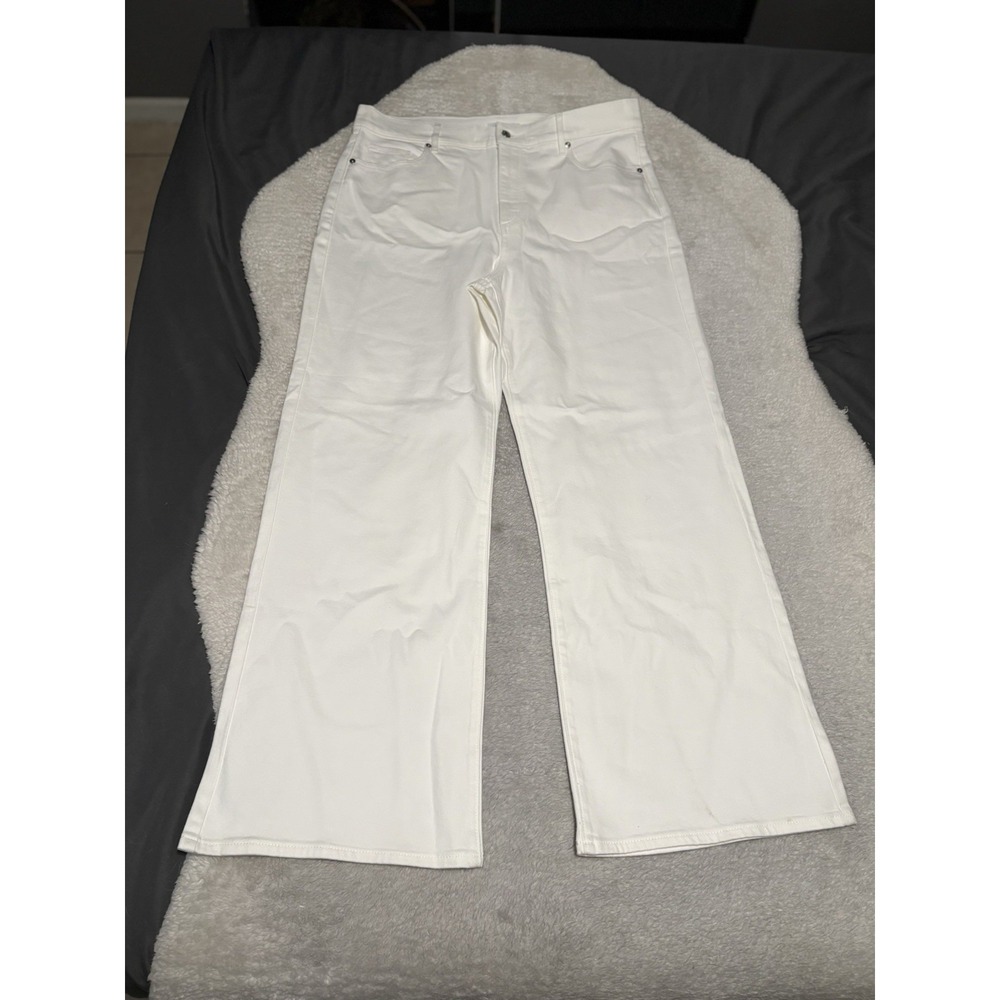 New Loft Women's White Wide Leg High Waist Jeans Size 32 14 Pants